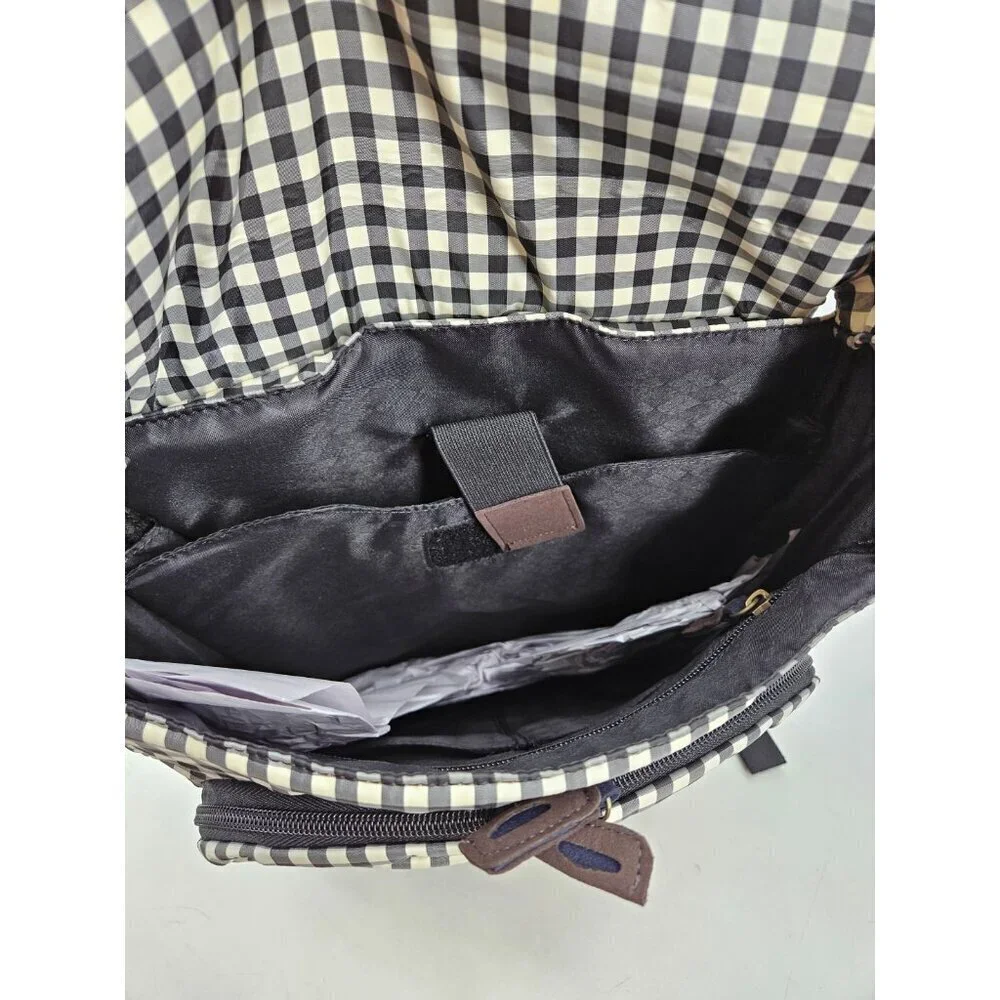 New Miim Cube Backpack Black Ivory Check Gingham for 13